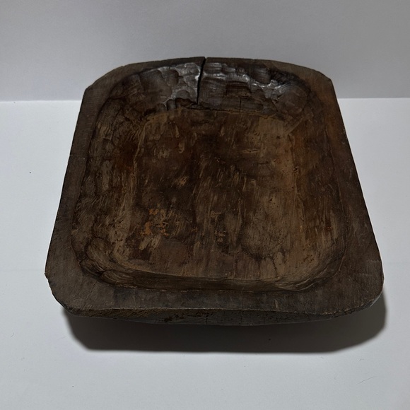 Rustic Hand Carved Wooden Bread Bowl or Serving Tray - Picture 3 of 12